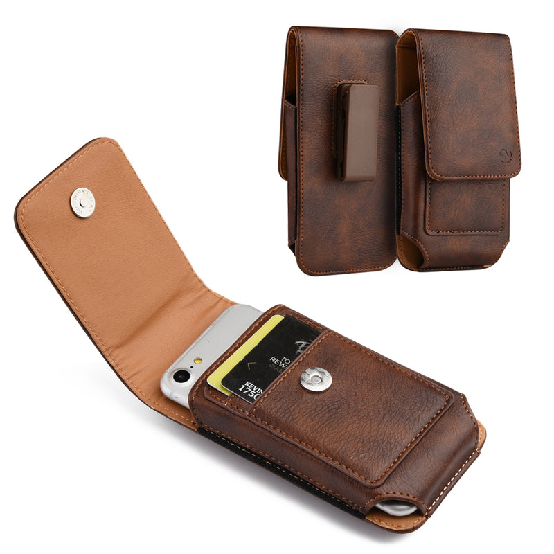 Cellphone Mobile Vertical Leather Universal Case With Dual Card Slot - 2 COLOR OPTIONS