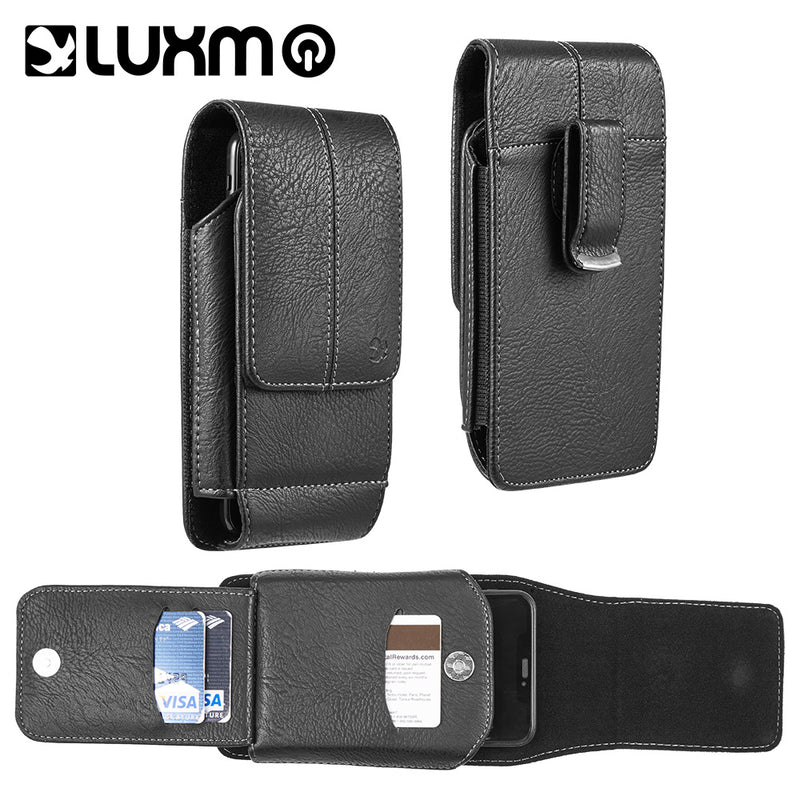 Cellphone Universal Mobile Case Vertical Premium Luxury Quality Durable PU Leather Belt Holster 3 Card Slots Easy Access Storage - 2 COLOR OPTIONS