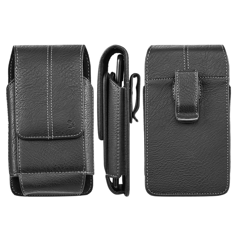 Cellphone Universal Mobile Case Vertical Premium Luxury Quality Durable PU Leather Belt Holster 3 Card Slots Easy Access Storage - 2 COLOR OPTIONS