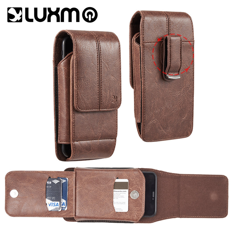 Cellphone Universal Mobile Case Vertical Premium Luxury Quality Durable PU Leather Belt Holster 3 Card Slots Easy Access Storage - 2 COLOR OPTIONS