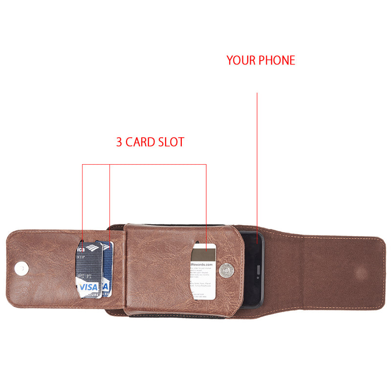 Cellphone Universal Mobile Case Vertical Premium Luxury Quality Durable PU Leather Belt Holster 3 Card Slots Easy Access Storage - 2 COLOR OPTIONS