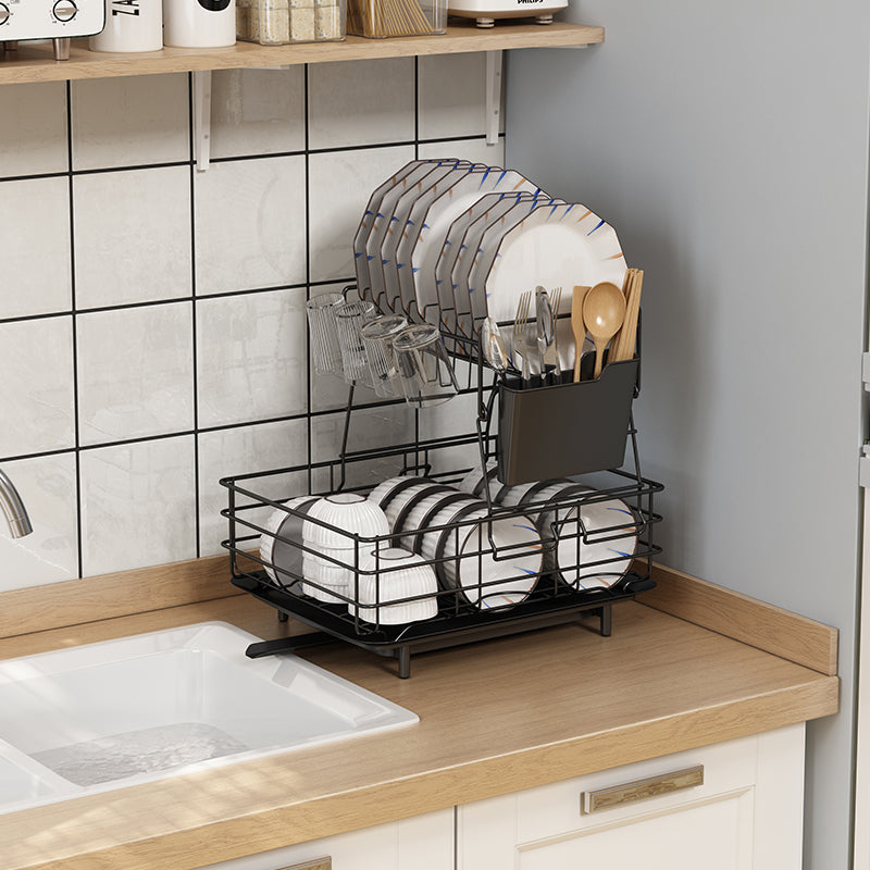 Sink Dish Rack with extended drainage tray | Kitchen Counter Dish rack