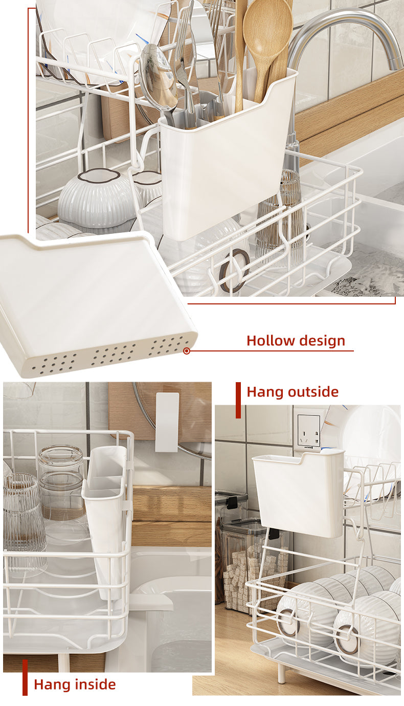 Sink Dish Rack with extended drainage tray | Kitchen Counter Dish rack