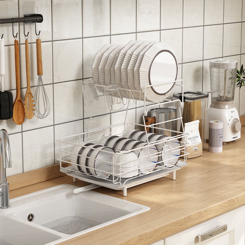 Sink Dish Rack with extended drainage tray | Kitchen Counter Dish rack